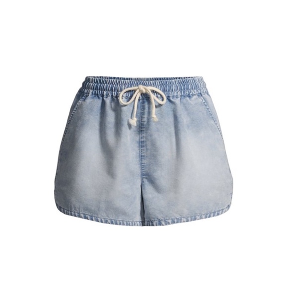 Juniors Tie Front Pull-On Jean Shorts - Picture 1 of 4